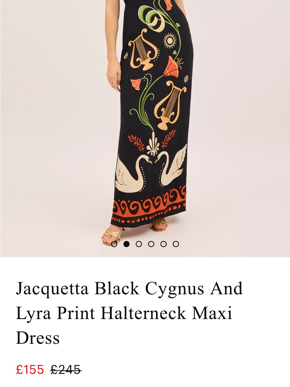 Brand New Kitri Black Cygnus & Lyra Print Halterneck Maxi Skirt